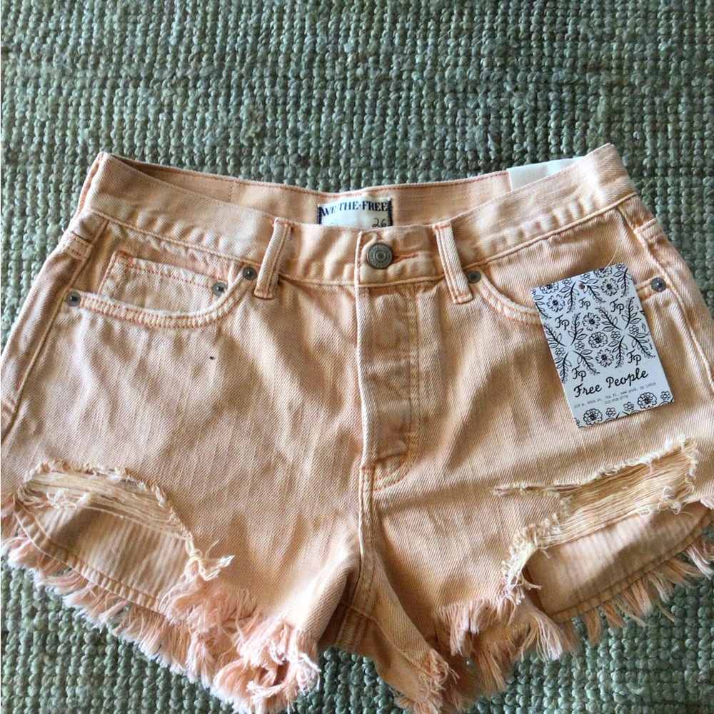Sale! Free People peach denim cutoffs